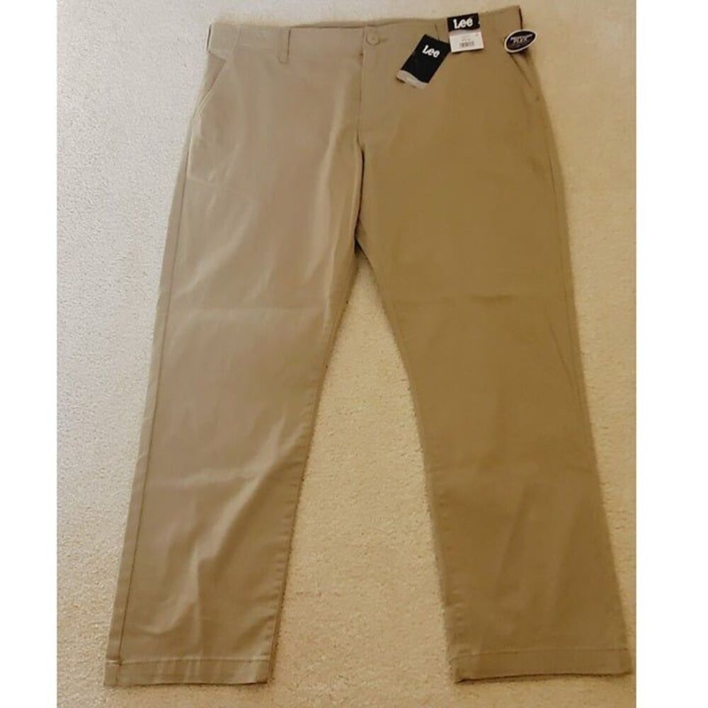 New with Tags Lee Men's Tan Slim Fit Straight Leg Pants 40x30